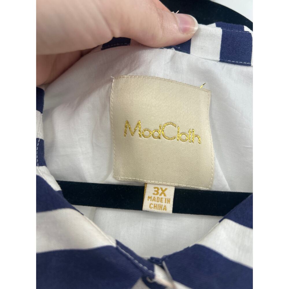 ModCloth Striped Sleeveless Nautical Rockabilly Retro Collared Dress Size 3X - Picture 3 of 9